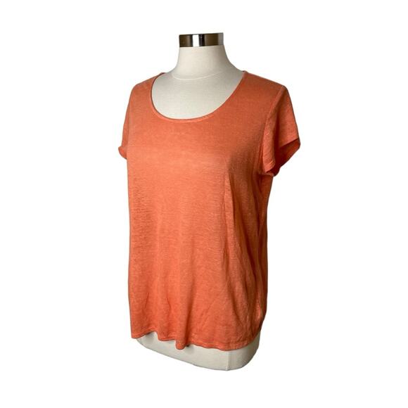 H by Halston Cross Back Coral Orange Linen Top Women’s Size Medium - Picture 4 of 9